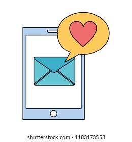 smartphone with envelope mail and set icons
