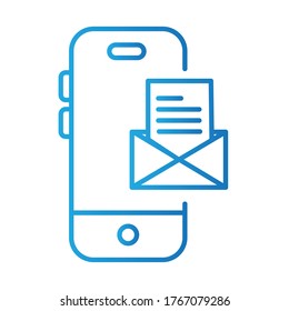 smartphone with envelope payments online gradient style vector illustration design
