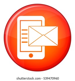 Smartphone with envelope in simple style isolated on white background vector illustration