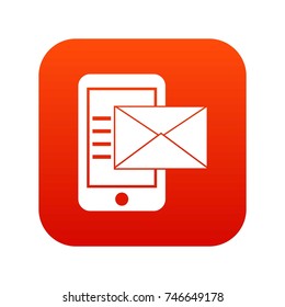 Smartphone with envelope in simple style isolated on white background vector illustration