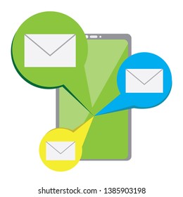 Smartphone with a envelopes icon. Mobile app. Vector illustration design