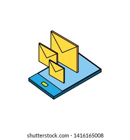 smartphone with envelopes mail vector ilustration