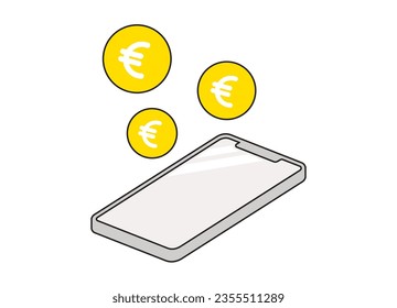 Smartphone und Euro-Markensymbol, Vektorgrafik