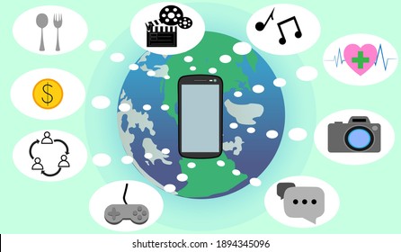 The Smartphone is Everything in life     Food Movie Music Health Camera Chat Game Connection Money