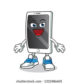 smartphone excited mascot vector cartoon illustration