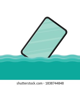 The smartphone was exposed to water. Smartphone and Water symbol.