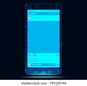 Smartphone with Facebook on screen. Modern design. Vector illustration. EPS10.