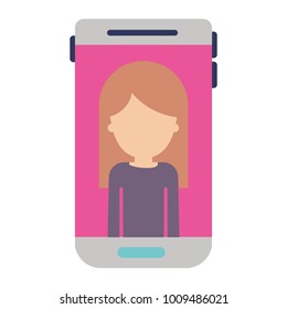 smartphone faceless woman profile picture with long straight hair in colorful silhouette