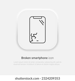 The smartphone falls. Mobile device Broken screen linear icon. Vector EPS 10