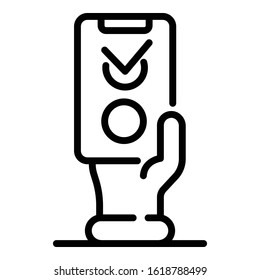 Smartphone feedback icon. Outline smartphone feedback vector icon for web design isolated on white background