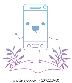 smartphone in field kawaii character