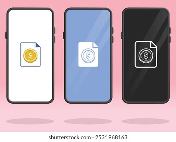 Smartphone File Coin Document Financial Report