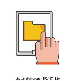 smartphone with file folder icon. mobile file management illustration. Flat vector icon. can use for, icon design element,ui, web, app.