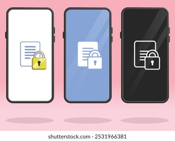Silhuetas de Símbolo de Documento Bloqueado de Arquivo do Smartphone
