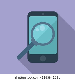 Smartphone file search icon flat vector. Online mobile. Cell send