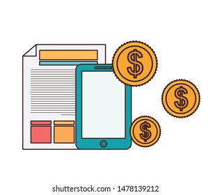 smartphone with file sheet in white background