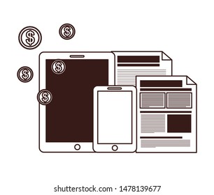 smartphone with file sheet in white background