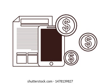 smartphone with file sheet in white background