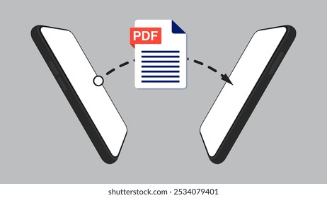 Smartphone File Transfer: Move and transfer PDFs and Work Documents to Your Mobile. Vector.