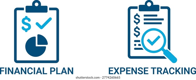 Smartphone with financial plan and expense tracking icons