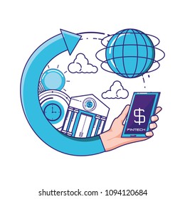 smartphone with financial technology icons