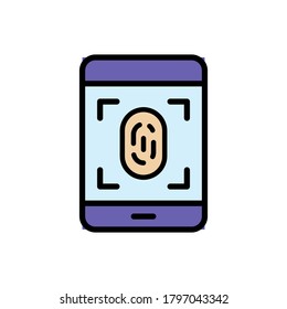 Smartphone finger print icon. Simple color with outline vector elements of hacks icons for ui and ux, website or mobile application