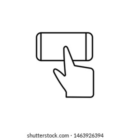 Smartphone, finger, touch icon. Element of corruption icon. Thin line icon on white background