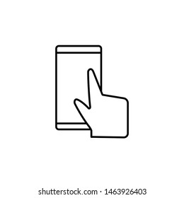 Smartphone, finger, touch icon. Element of corruption icon. Thin line icon on white background