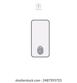 smartphone with fingerprint Icon symbol vector illustration isolated on white background