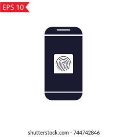 Smartphone fingerprint icon Vector.