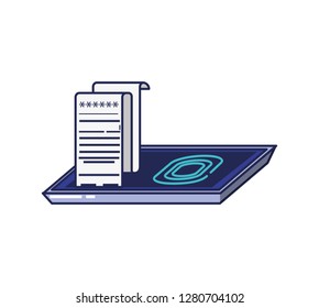 smartphone with fingerprint reader and document