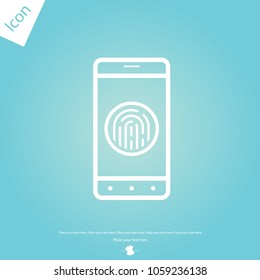 Smartphone with fingerprint scanner vector icon