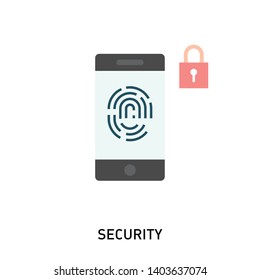 Smartphone with fingerprint scanning icon for apps with security unlock. Vector Illustration in modern flat style.