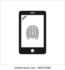 Smartphone fingerprint sign simple icon on  background