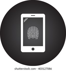 Smartphone fingerprint sign simple icon on  background