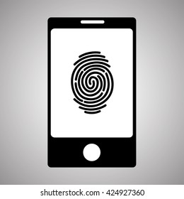 Smartphone fingerprint. Simple icon. Vector illustration