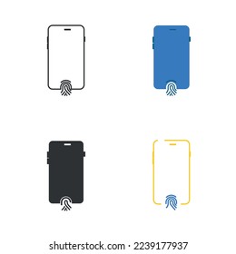 smartphone fingerprint vector icon phone passcode security