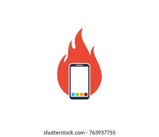 Smartphone Fire Icon Logo Design Element