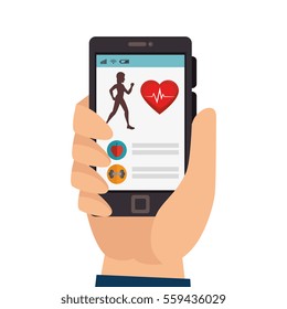 smartphone with fitness app isolated icon