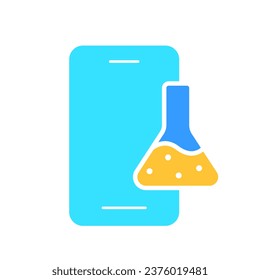 Smartphone with flask line icon. Medicine, training, doctor, doctor, online consultation, international classification of diseases. Vector color icon on white background for business and advertising.