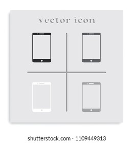 Smartphone flat black and white vector icon.
