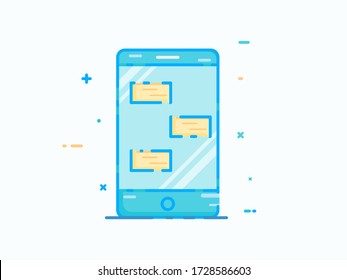 Diseño plano de Smartphone, concepto de ilustración de comunicación y tecnología.Puede utilizarse para banner, logotipo, icono, presentación, infografía, etc.