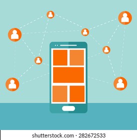 Smartphone flat design with connection theme