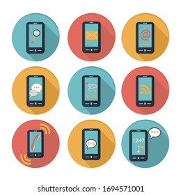 Smartphone flat design icon. Concept icons for web and mobile phone services and apps