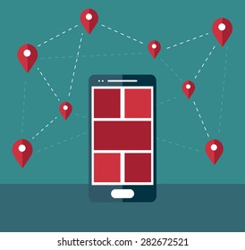 Smartphone flat design with navigation theme