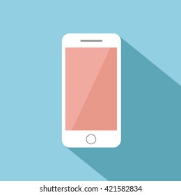 Smartphone flat design on blue background.