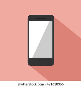 Smartphone flat design on pink background.