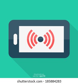 Smartphone. Flat design. Wireless icon.