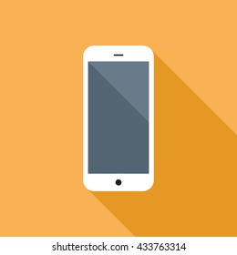 Smartphone flat icon with blank display. Sign of a cellphone with empty screen. Modern mobile phone symbol. EPS8 clean vector illustration.