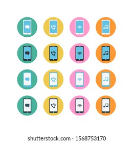 Smartphone Flat Icon Design 4 styles